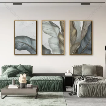 Tableau abstrait moderne avec éclats dorés sur fond texturé pour décoration murale chic.