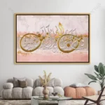 Tableau man lam yaj'al en calligraphie arabe dorée sur fond rose et blanc